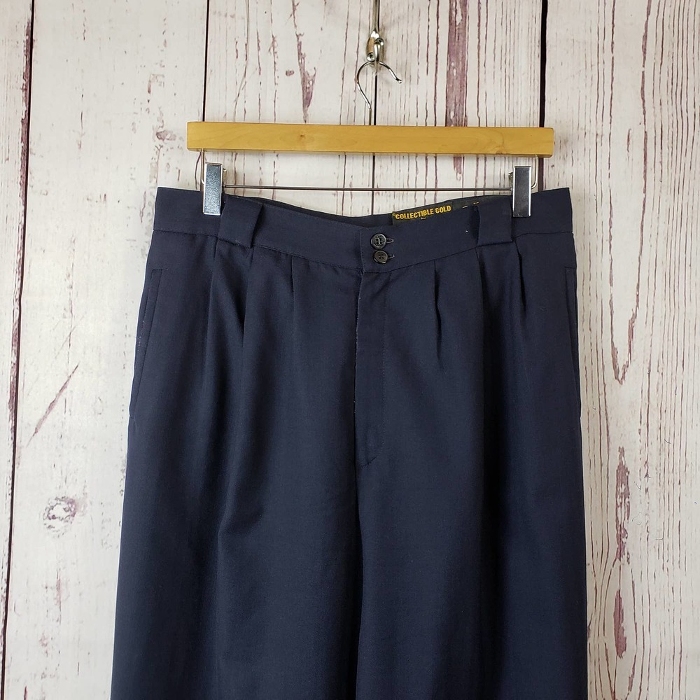 Giorgio Sant Angelo 1980's Vintage Dress Pants Womens Size 14 Striped Wool Blue